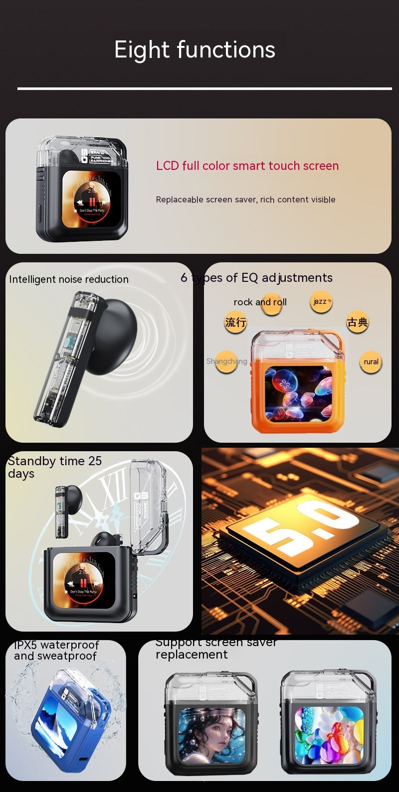 Long Endurance High Sound Quality LED Display Sports Noise-canceling Headphones