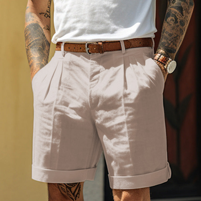Men's Pleated Pocket Straight Leg Shorts